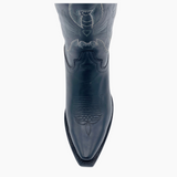 Bota Vaquera Mujer Waxi Negra Suela de Cuero