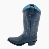 Bota Vaquera Mujer Waxi Negra Suela de Cuero