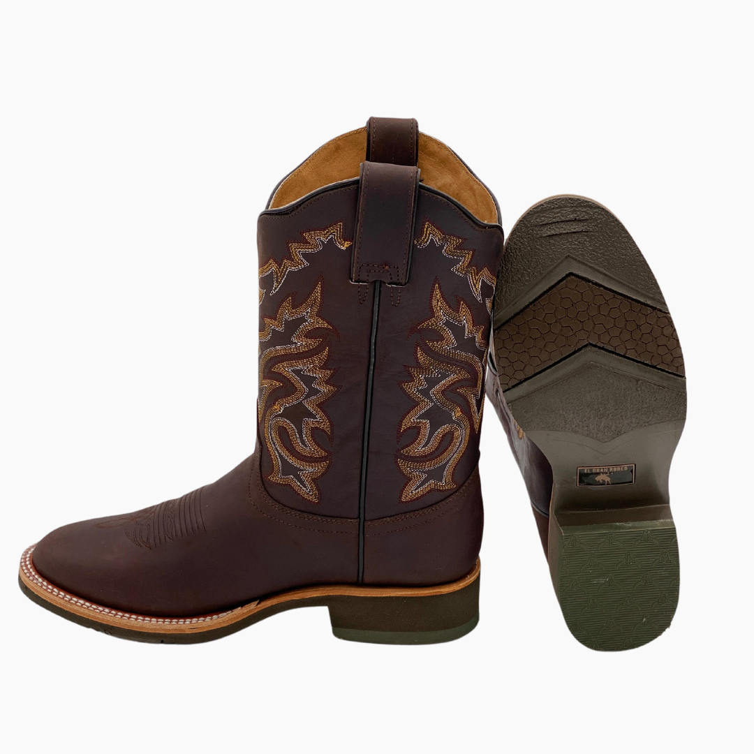 Bota Vaquera Cafe Punta Oval Suela Flex – El Gran Rodeo Boutique