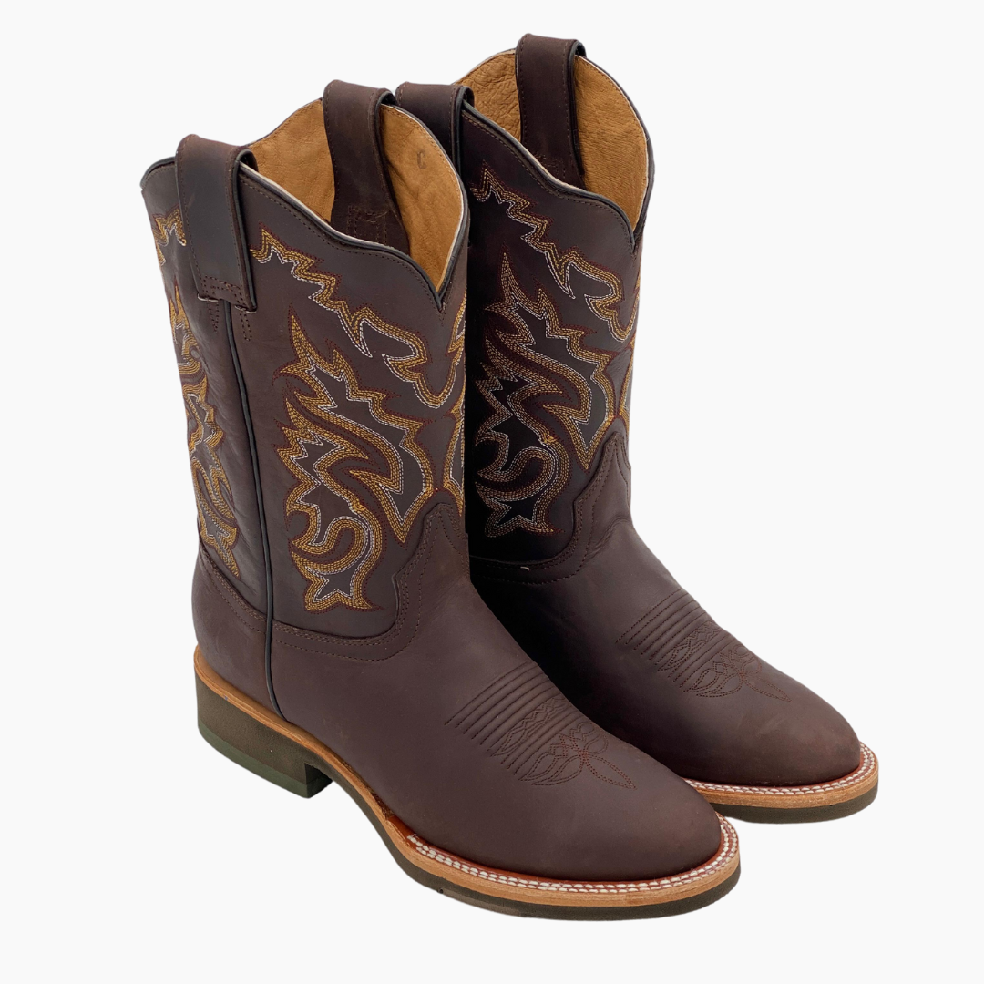 Bota Vaquera Hombre Montana Crazy Cafe Punta Oval Suela Flex