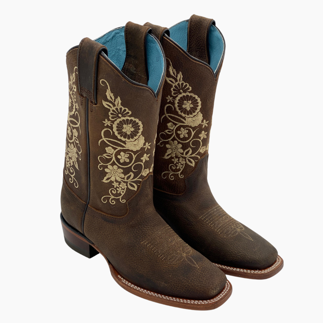 Bota Vaquera Mujer Vegas Salvaje Camel Suela de Cuero
