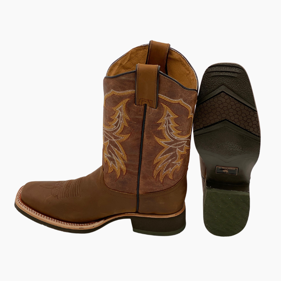 Bota Vaquera Hombre Montana Miel Punta Rodeo Suela Flex