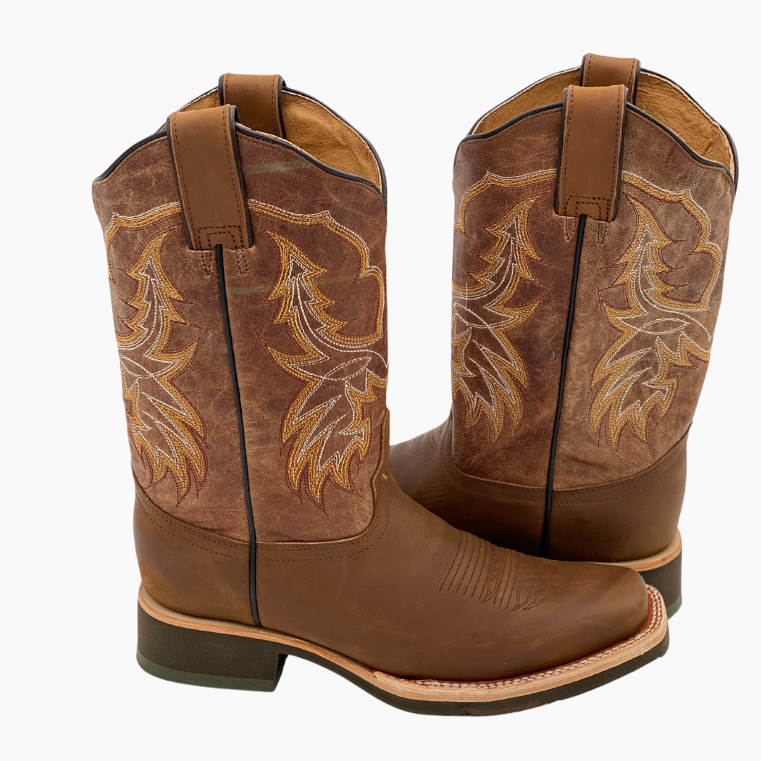 Bota Vaquera Hombre Montana Miel Punta Rodeo Suela Flex