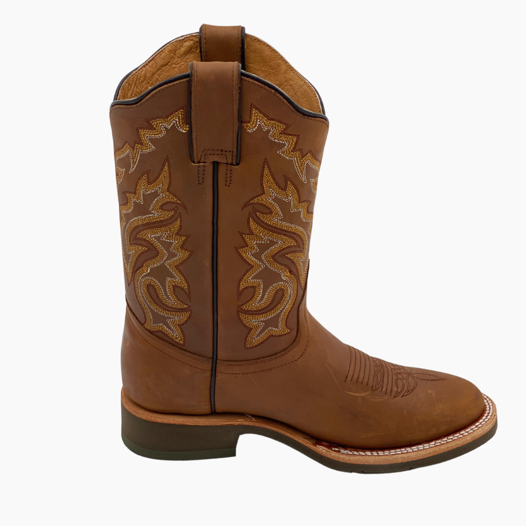 Bota Vaquera Hombre Montana Miel Punta Oval Suela Flex