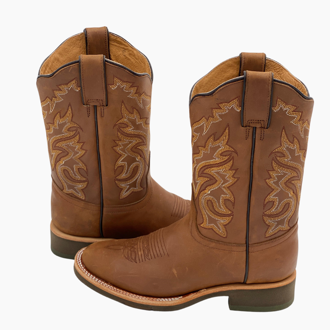 Bota Vaquera Hombre Montana Miel Punta Oval Suela Flex